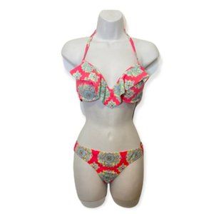 Aerie Bridget Floral Ruffle Underwire Multiway Bikini Small/34D